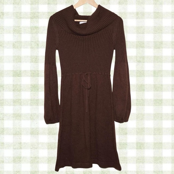 Brown Knit Sweater Dress - Picture 1 of 7